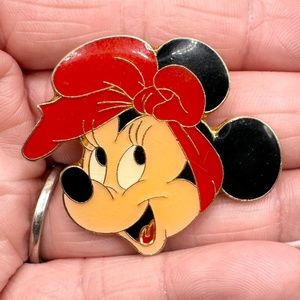 Vintage Minnie Mouse Pin Red Black Enamel Collectible Limited Edition 1.25 Inch